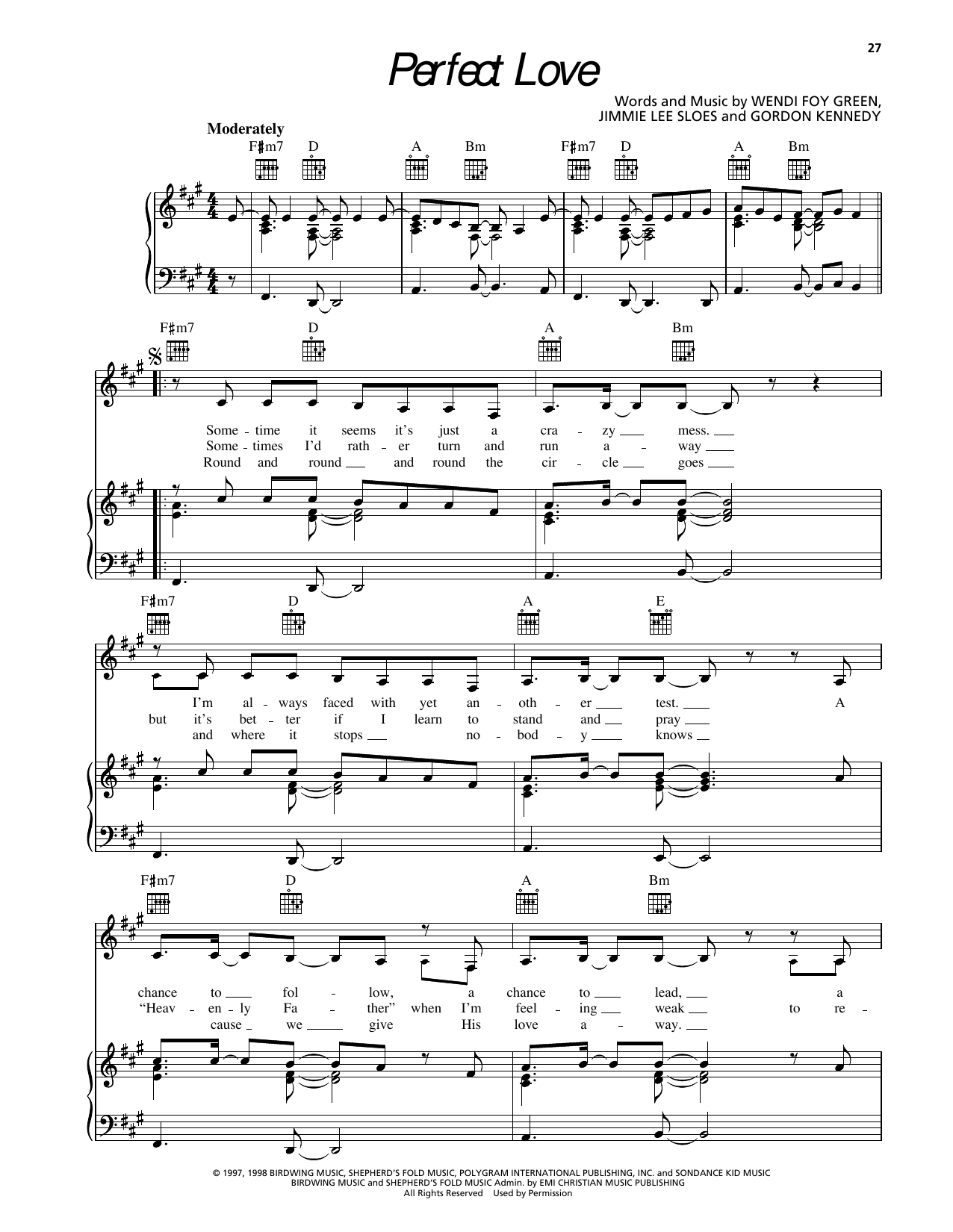 Sierra Perfect Love Sheet Music Notes & Chords for Piano, Vocal & Guitar Chords (Right-Hand Melody) - Download or Print PDF