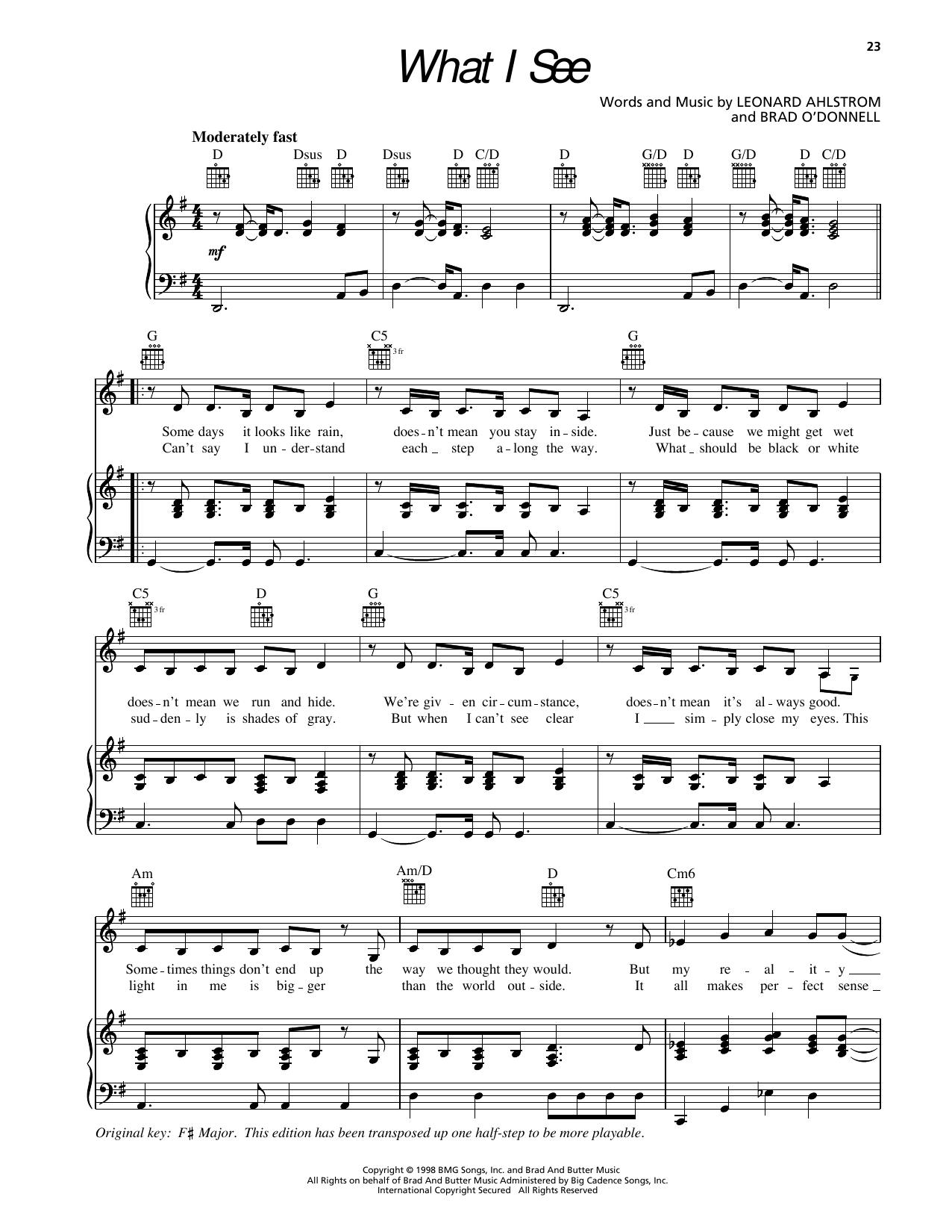 Sierra What I See Sheet Music Notes & Chords for Piano, Vocal & Guitar Chords (Right-Hand Melody) - Download or Print PDF