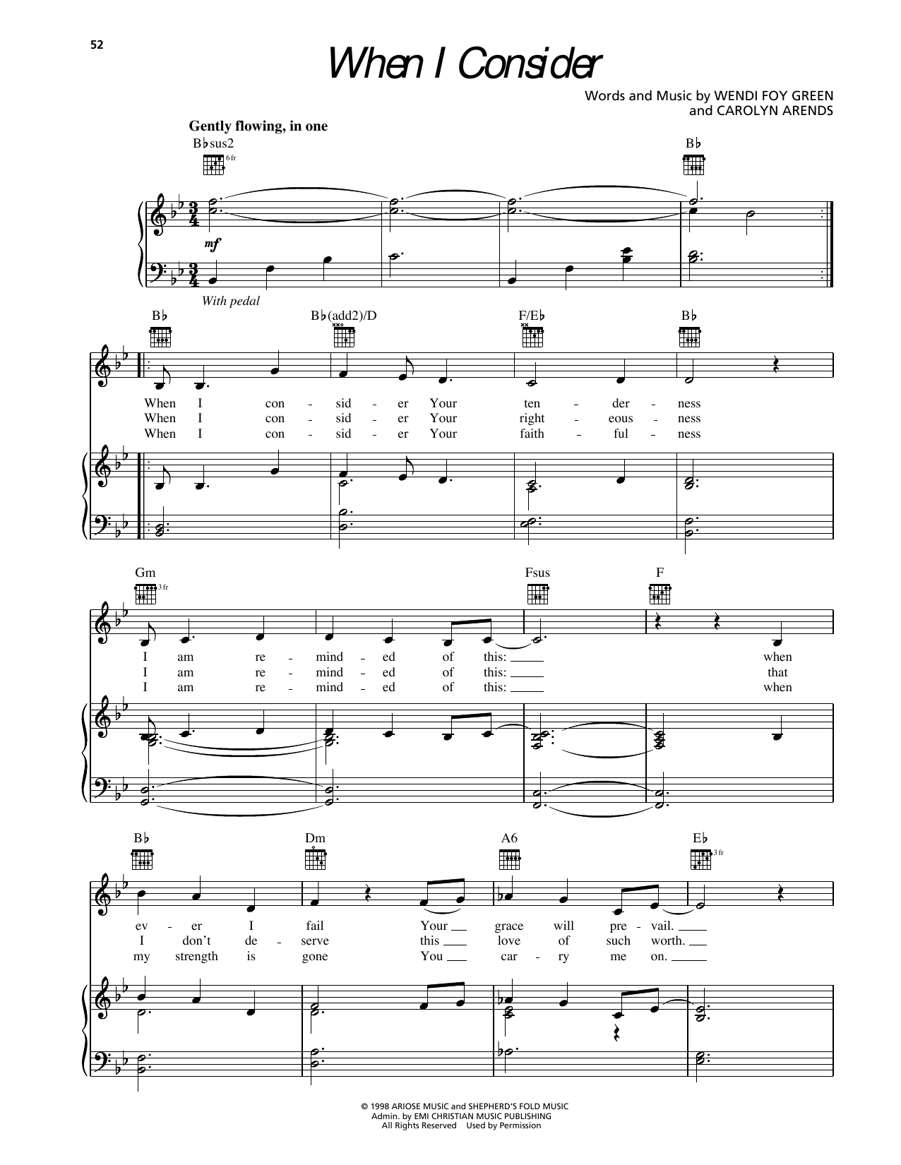 Sierra When I Consider Sheet Music Notes & Chords for Piano, Vocal & Guitar Chords (Right-Hand Melody) - Download or Print PDF