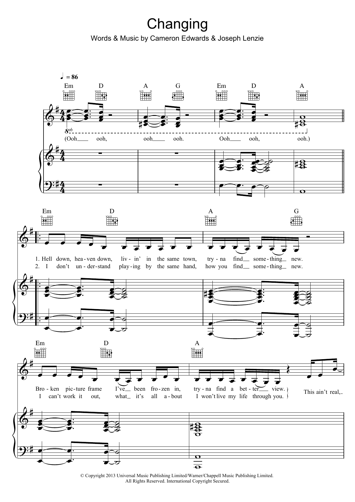 Sigma Changing (featuring Paloma Faith) Sheet Music Notes & Chords for Piano, Vocal & Guitar - Download or Print PDF Sigma Changing (featuring Paloma Faith) Sheet Music Notes & Chords for Piano, Vocal & Guitar - Download or Print PDF