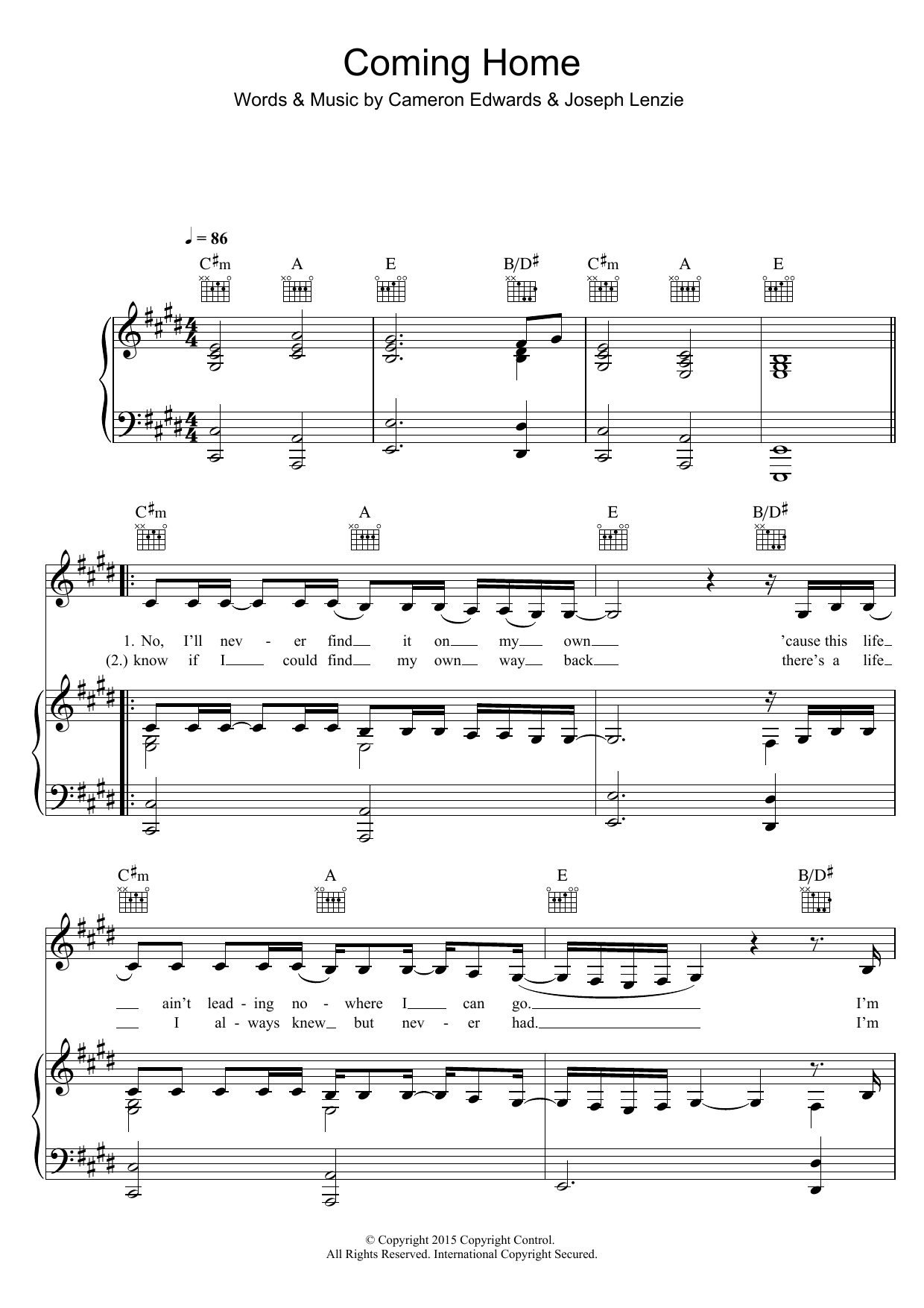 Sigma Coming Home (featuring Rita Ora) Sheet Music Notes & Chords for Piano, Vocal & Guitar (Right-Hand Melody) - Download or Print PDF