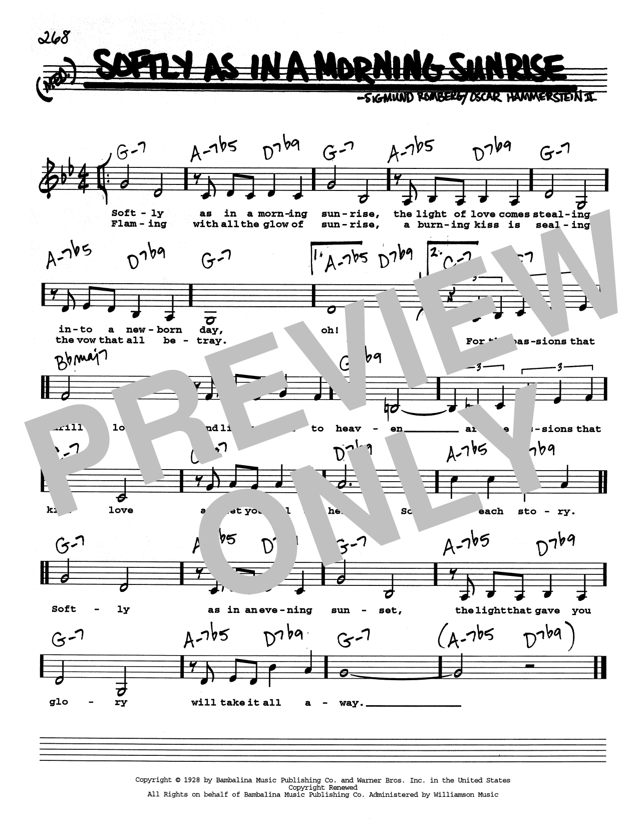 Sigmund Romberg Softly As In A Morning Sunrise (Low Voice) Sheet Music Notes & Chords for Real Book – Melody, Lyrics & Chords - Download or Print PDF