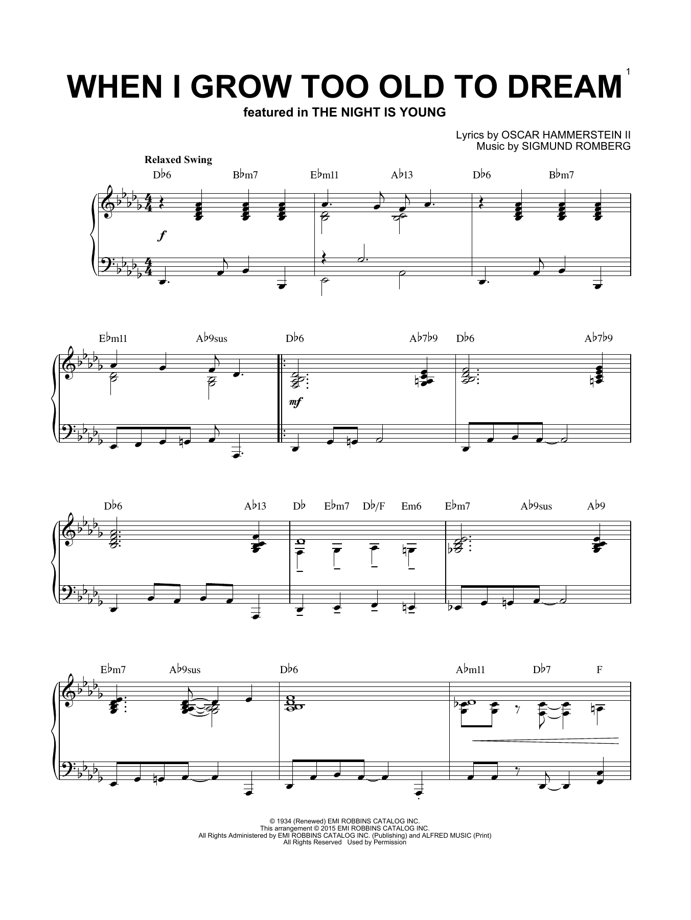 Sigmund Romberg When I Grow Too Old To Dream [Jazz version] (arr. Brent Edstrom) Sheet Music Notes & Chords for Piano - Download or Print PDF