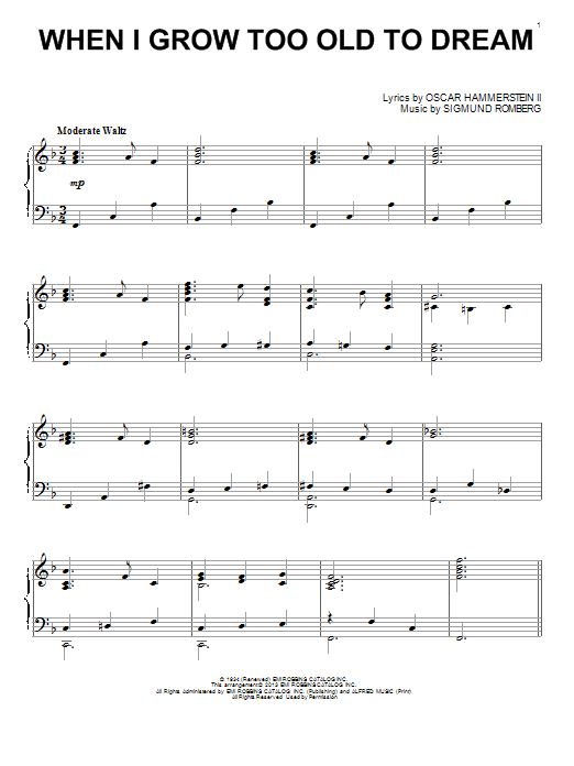 Sigmund Romberg When I Grow Too Old To Dream sheet music notes and chords. Download Printable PDF.