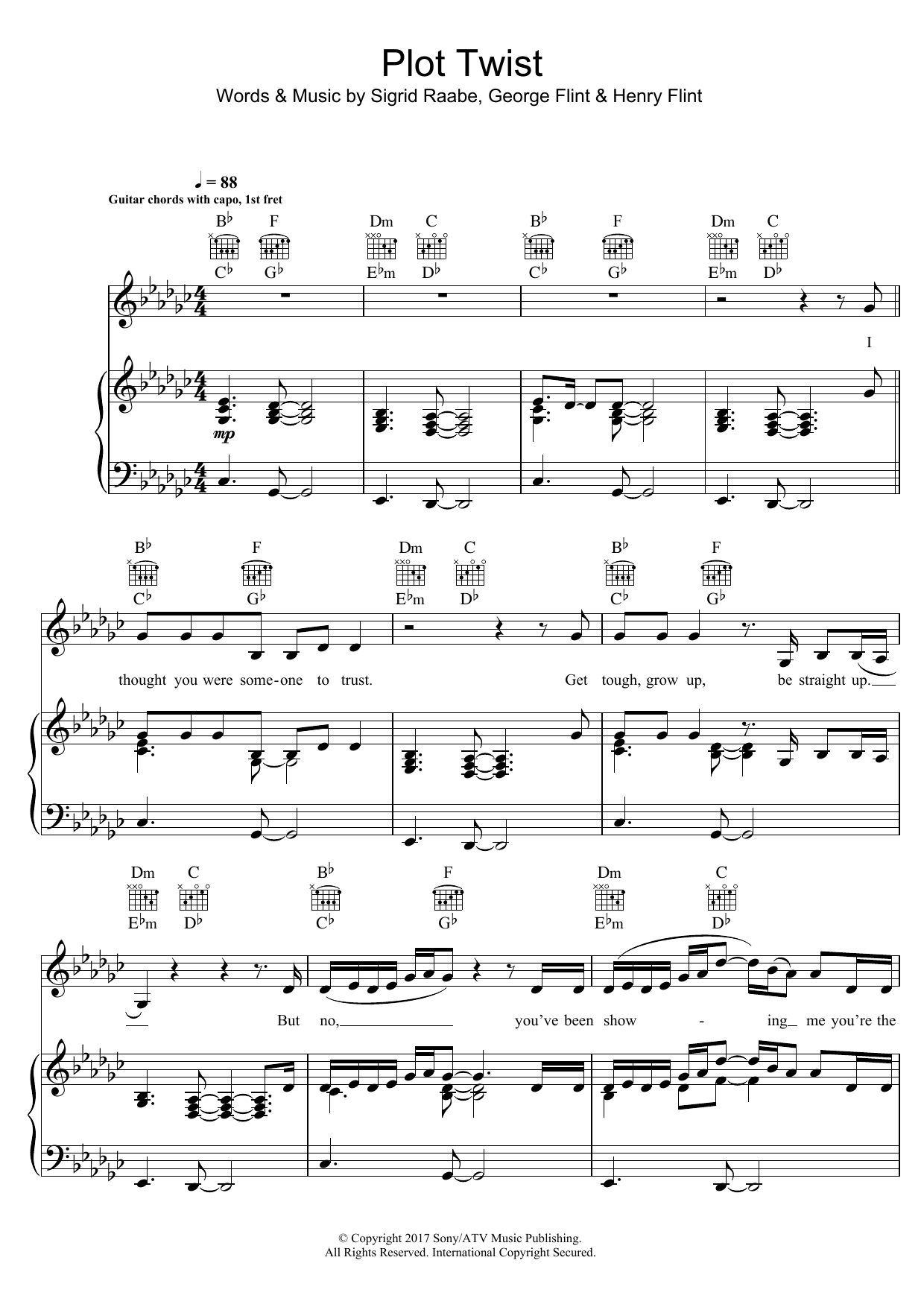 Sigrid Plot Twist Sheet Music Notes & Chords for Piano, Vocal & Guitar (Right-Hand Melody) - Download or Print PDF