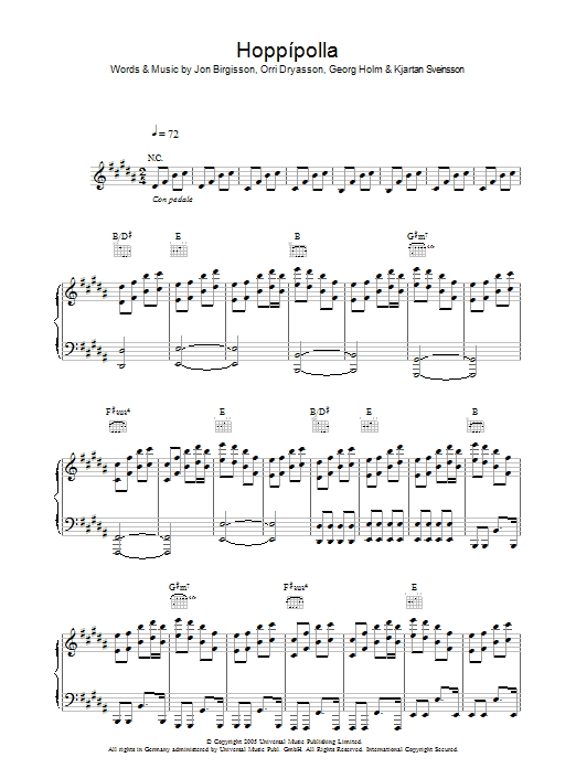 Sigur Ros Hoppipolla Sheet Music Notes & Chords for Easy Piano - Download or Print PDF