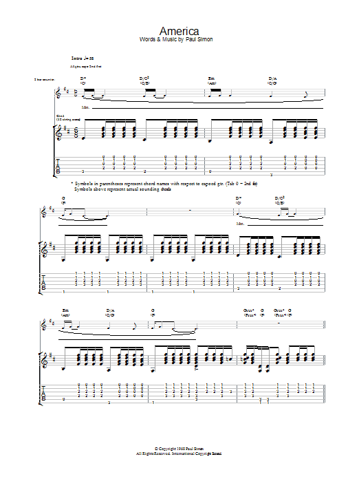 Simon & Garfunkel America Sheet Music Notes & Chords for Keyboard - Download or Print PDF