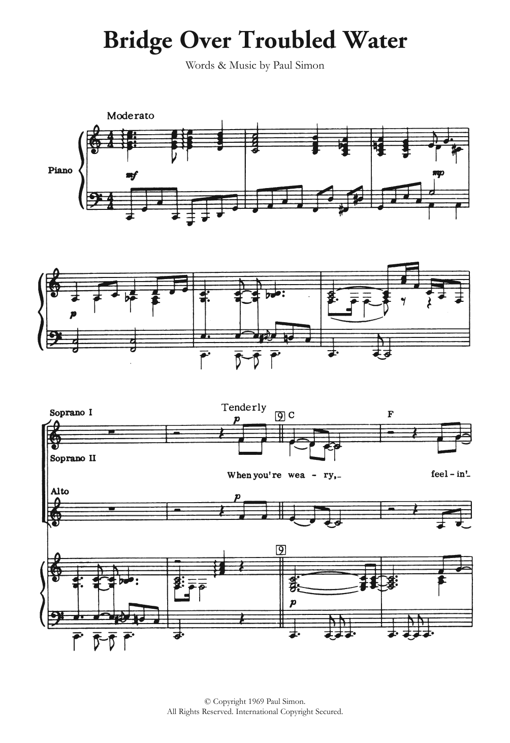 Simon & Garfunkel Bridge Over Troubled Water (arr. Berty Rice) Sheet Music Notes & Chords for Choir - Download or Print PDF