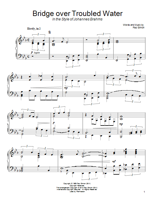 Simon & Garfunkel Bridge Over Troubled Water [Classical version] Sheet Music Notes & Chords for Piano - Download or Print PDF