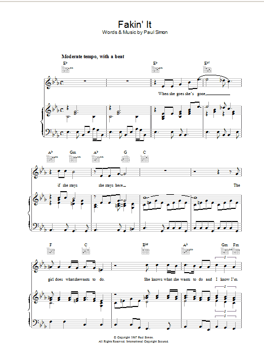 Simon & Garfunkel Fakin' It Sheet Music Notes & Chords for Lyrics & Chords - Download or Print PDF