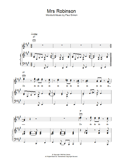 Simon & Garfunkel Mrs. Robinson Sheet Music Notes & Chords for Guitar Tab - Download or Print PDF