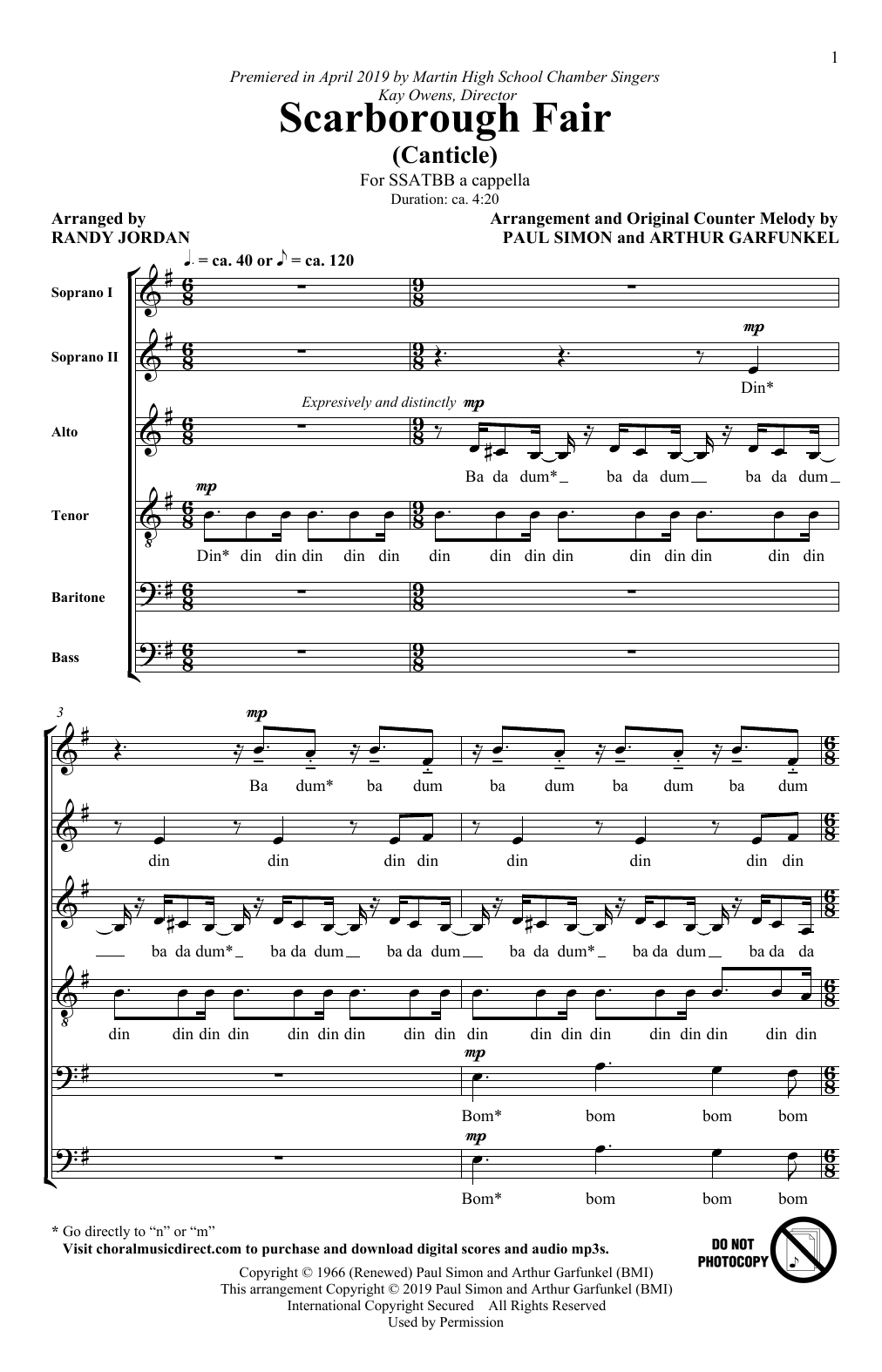 Simon & Garfunkel Scarborough Fair/Canticle (arr. Randy Jordan) Sheet Music Notes & Chords for SATB Choir - Download or Print PDF