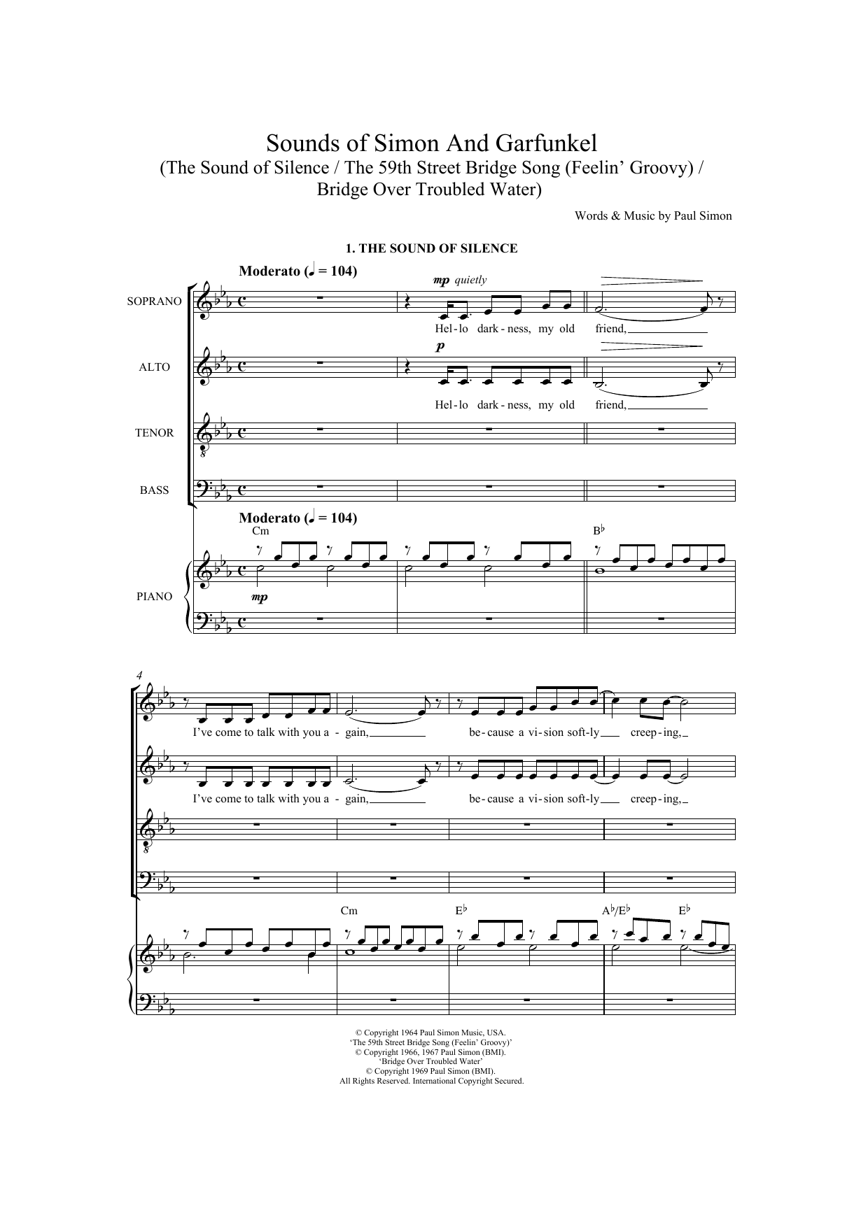 Simon & Garfunkel Sounds Of Simon & Garfunkel Sheet Music Notes & Chords for SATB - Download or Print PDF