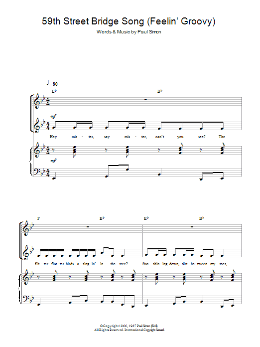 Simon & Garfunkel The 59th Street Bridge Song (Feelin' Groovy) (arr. Rick Hein) Sheet Music Notes & Chords for 2-Part Choir - Download or Print PDF