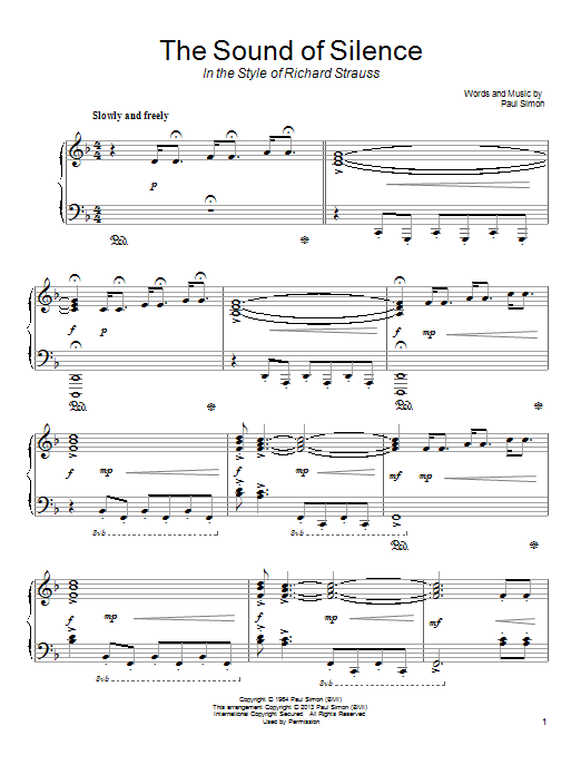 Simon & Garfunkel The Sound Of Silence Sheet Music Notes & Chords for Piano - Download or Print PDF