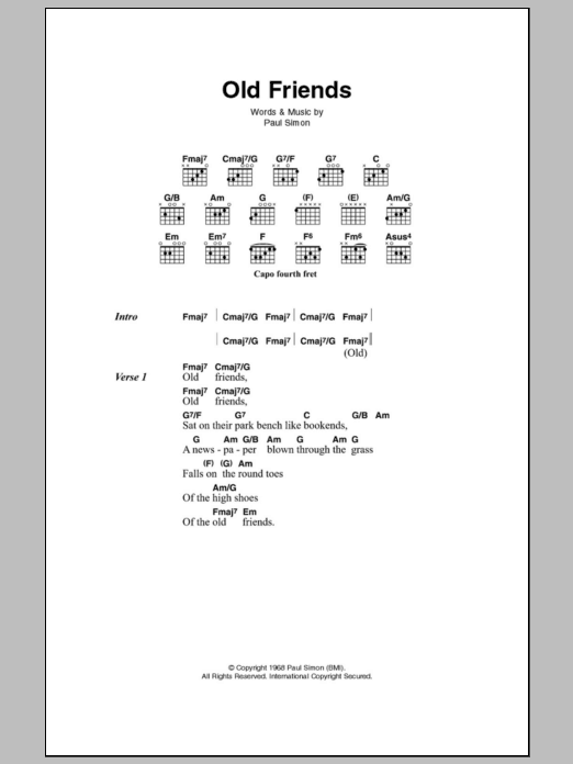 Simon & Garfunkel Old Friends Sheet Music Notes & Chords for Lyrics & Chords - Download or Print PDF