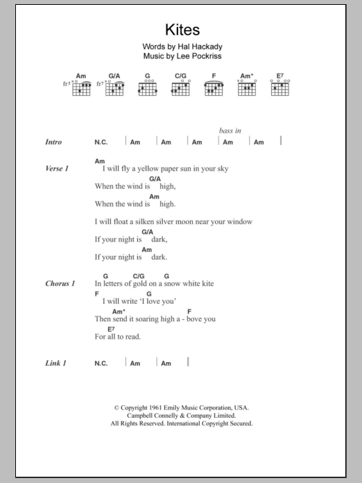 Simon Dupree Kites Sheet Music Notes & Chords for Lyrics & Chords - Download or Print PDF