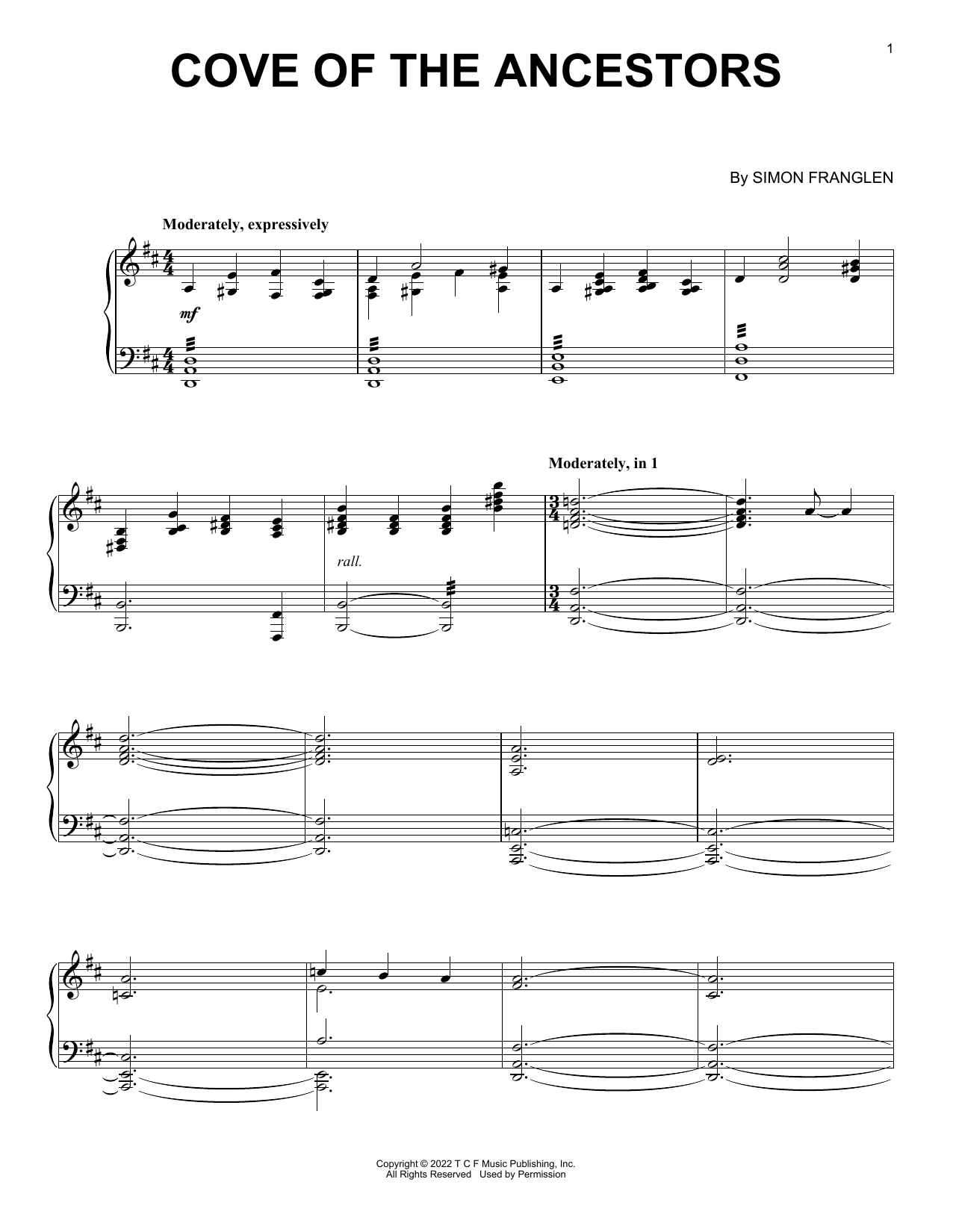 Simon Franglen Cove Of The Ancestors (from Avatar: The Way Of Water) Sheet Music Notes & Chords for Piano Solo - Download or Print PDF