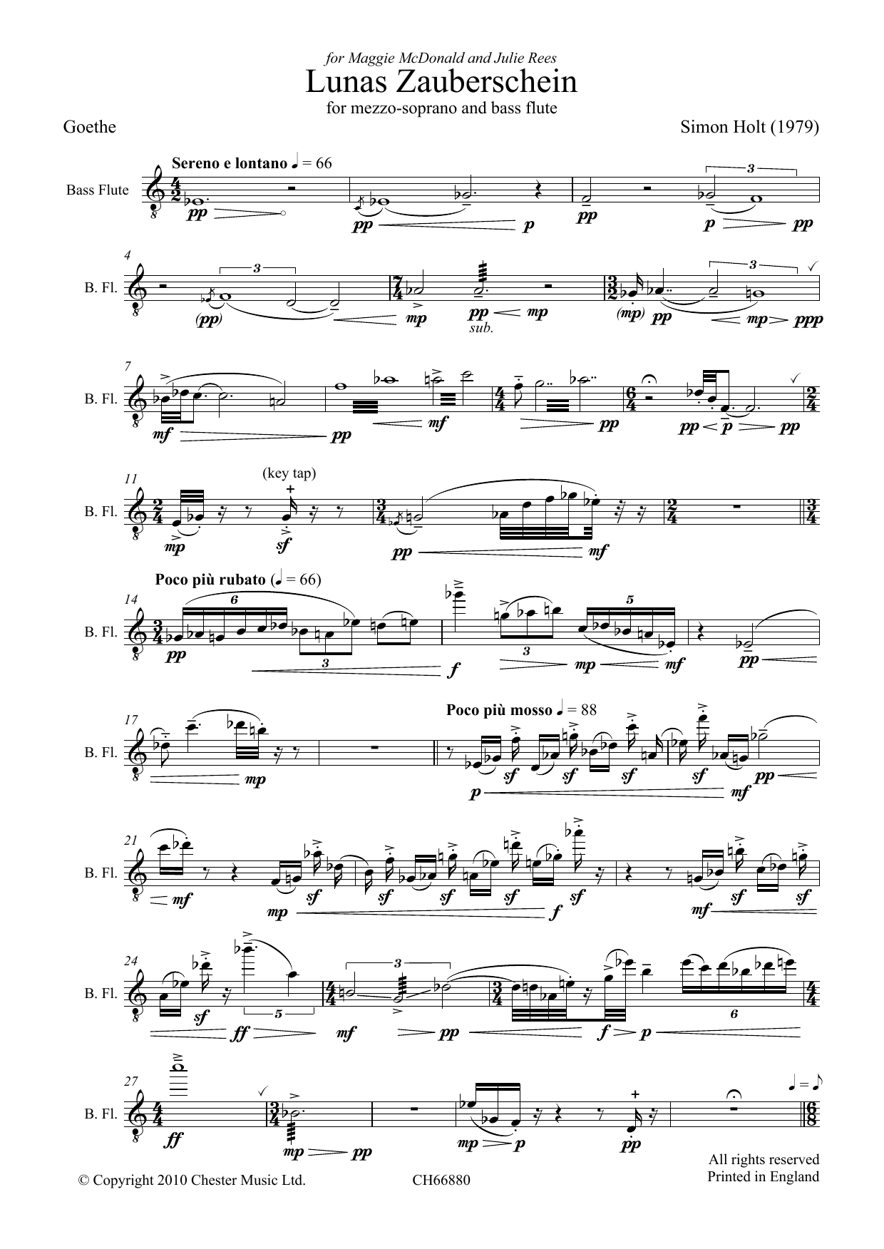 Simon Holt Lunas Zauberschein Sheet Music Notes & Chords for Mezzo-Soprano - Download or Print PDF