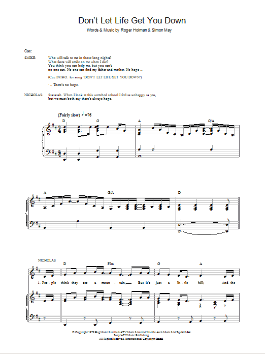 Simon May Don't Let Life Get You Down Sheet Music Notes & Chords for Piano, Vocal & Guitar (Right-Hand Melody) - Download or Print PDF
