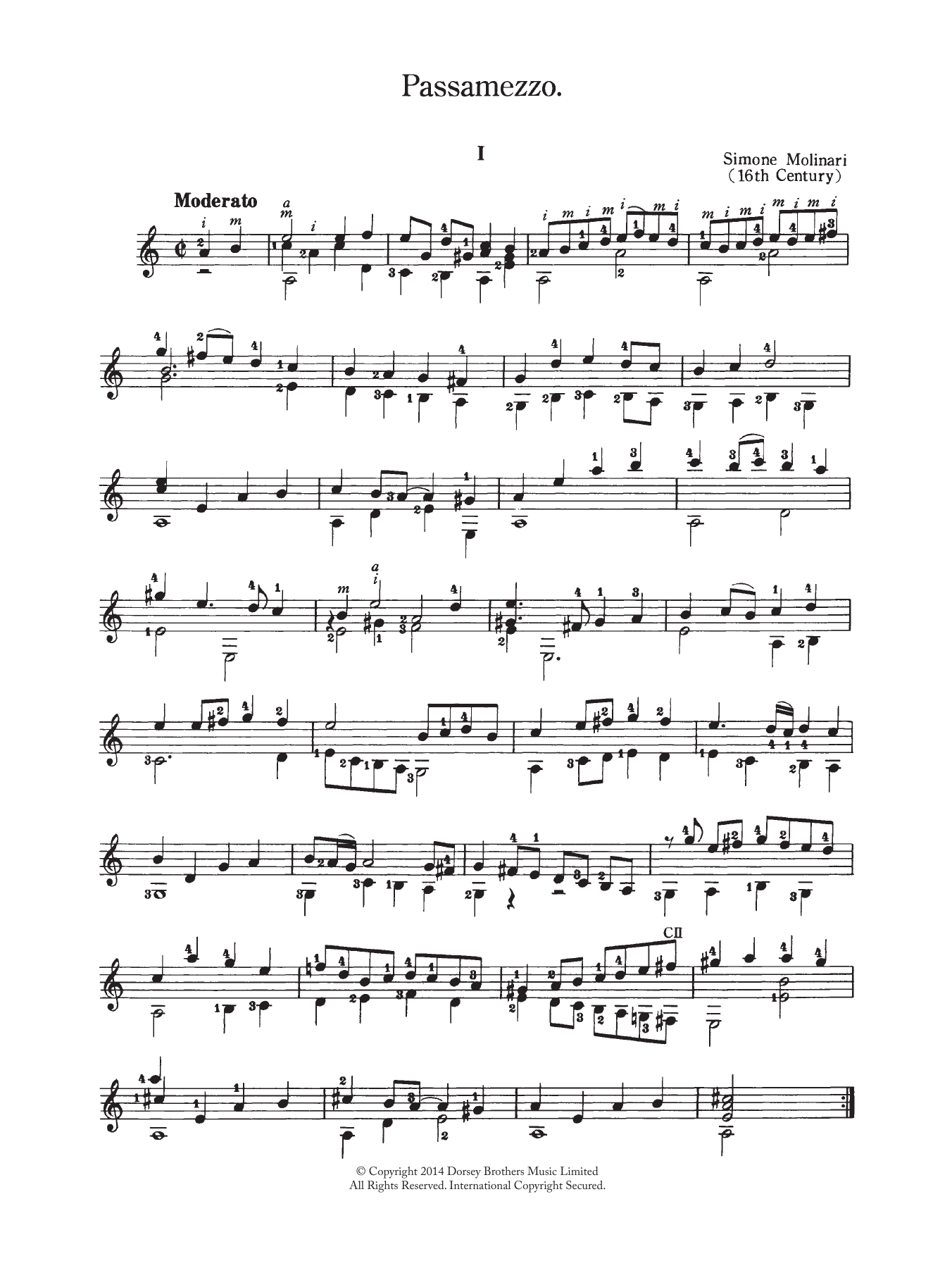 Simone Molinari Passamezzo Sheet Music Notes & Chords for Guitar - Download or Print PDF