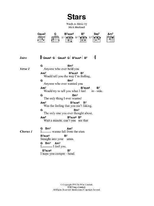 Simply Red Stars Sheet Music Notes & Chords for Guitar Chords/Lyrics - Download or Print PDF