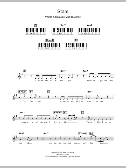 Simply Red Stars Sheet Music Notes & Chords for Guitar Chords/Lyrics - Download or Print PDF