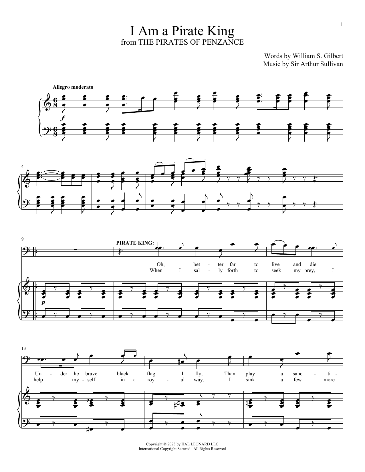 Sir Arthur Sullivan I Am A Pirate King Sheet Music Notes & Chords for Piano & Vocal - Download or Print PDF