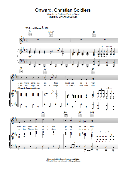 Sir Arthur Sullivan Onward Christian Soldiers Sheet Music Notes & Chords for Piano, Vocal & Guitar (Right-Hand Melody) - Download or Print PDF