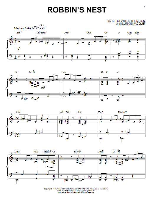 Sir Charles Thompson Robbin's Nest Sheet Music Notes & Chords for Piano - Download or Print PDF