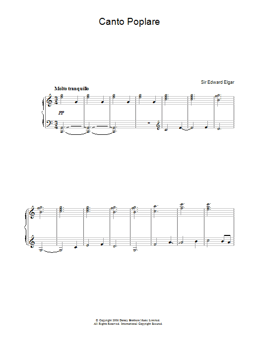 Edward Elgar Canto Popolare (from In The South, Op.50) Sheet Music Notes & Chords for Beginner Piano - Download or Print PDF