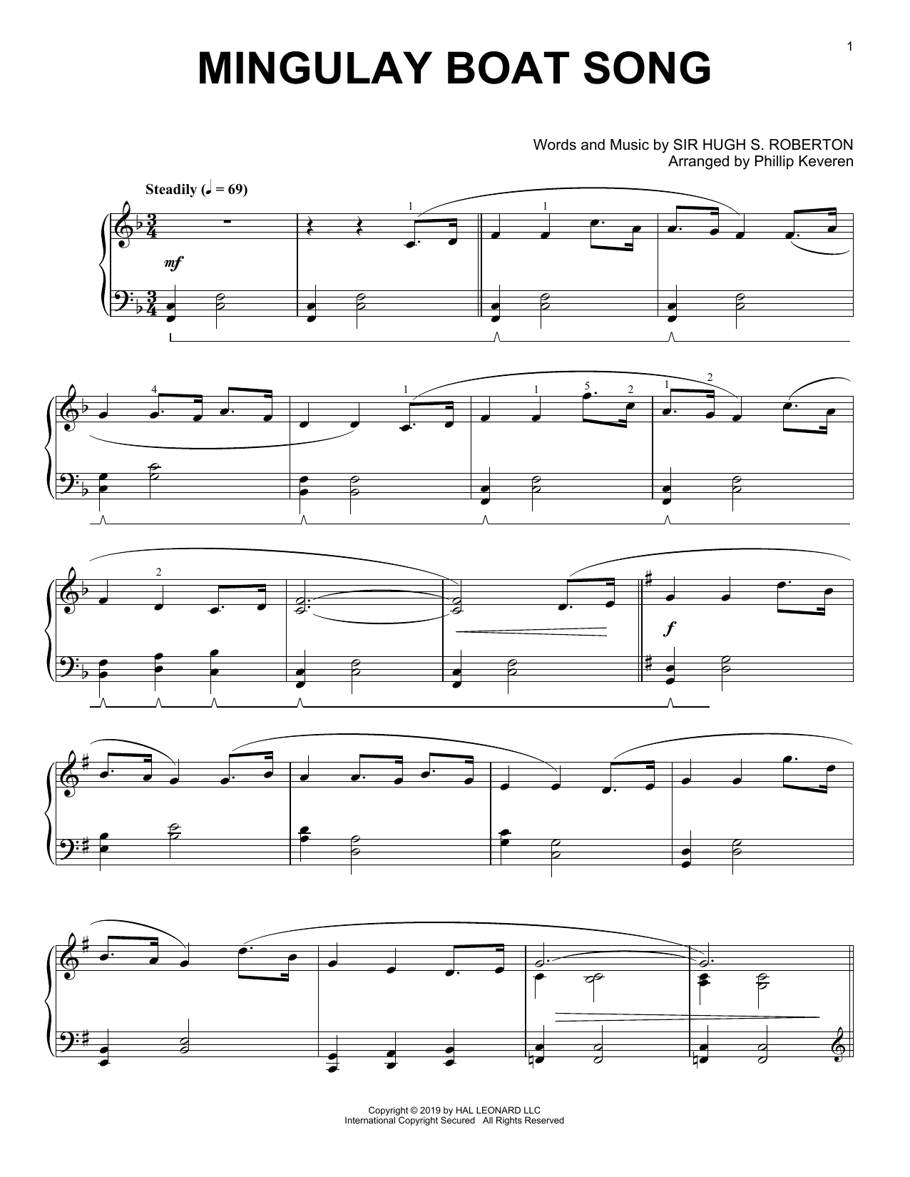 Sir Hugh S. Roberton Mingulay Boat Song (arr. Phillip Keveren) Sheet Music Notes & Chords for Piano Solo - Download or Print PDF
