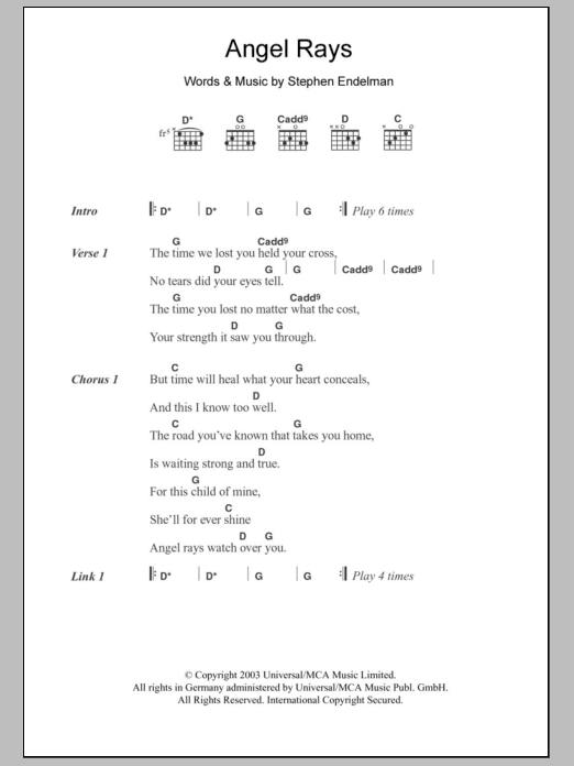 Sissel Angel Rays Sheet Music Notes & Chords for Lyrics & Chords - Download or Print PDF