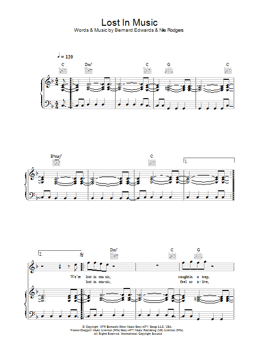 Sister Sledge Lost In Music Sheet Music Notes & Chords for Keyboard - Download or Print PDF