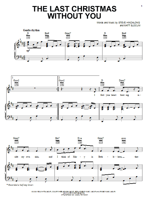 Sixpence None The Richer The Last Christmas Without You Sheet Music Notes & Chords for Piano, Vocal & Guitar (Right-Hand Melody) - Download or Print PDF
