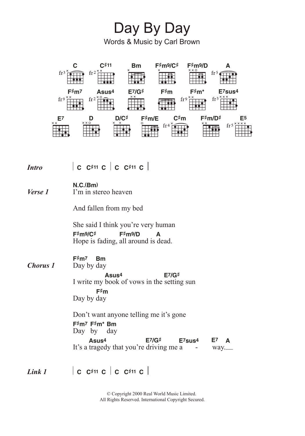 Sizer Barker Day By Day Sheet Music Notes & Chords for Lyrics & Chords - Download or Print PDF