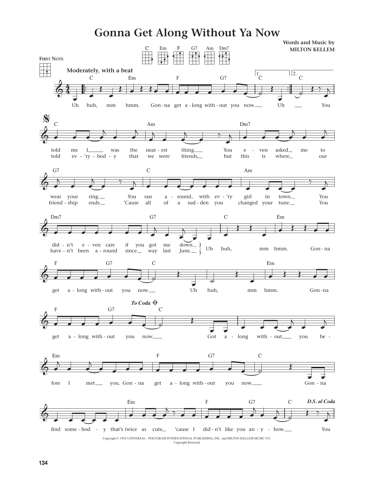 Skeeter Davis Gonna Get Along Without Ya Now (from The Daily Ukulele) (arr. Jim Beloff) Sheet Music Notes & Chords for Ukulele - Download or Print PDF