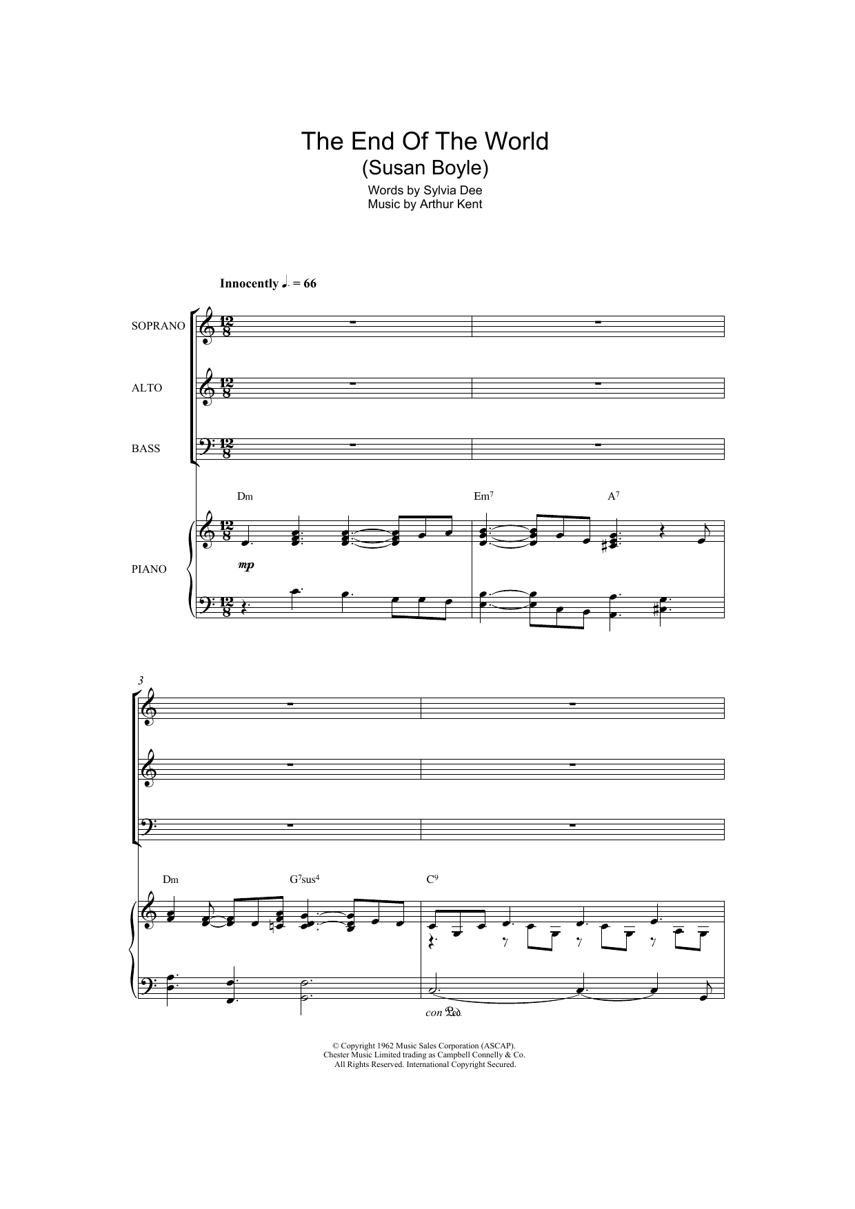 Skeeter Davis The End Of The World (arr. Patrick Gazard) Sheet Music Notes & Chords for SAB Choir - Download or Print PDF