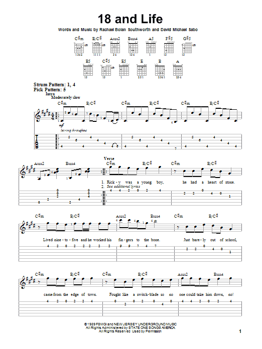 Skid Row 18 And Life sheet music notes and chords. Download Printable PDF.