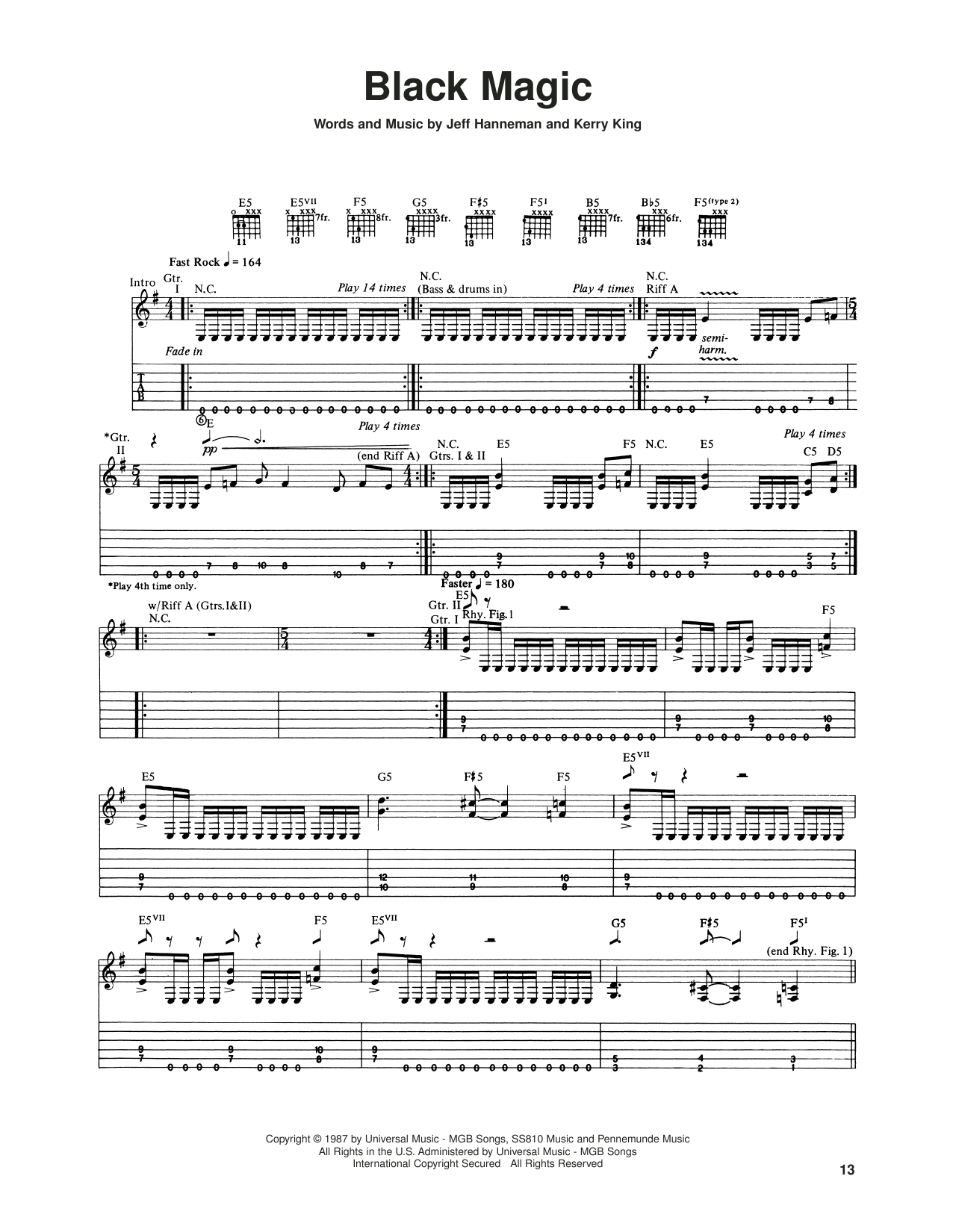 Slayer Black Magic Sheet Music Notes & Chords for Guitar Tab - Download or Print PDF Slayer Black Magic Sheet Music Notes & Chords for Guitar Tab - Download or Print PDF