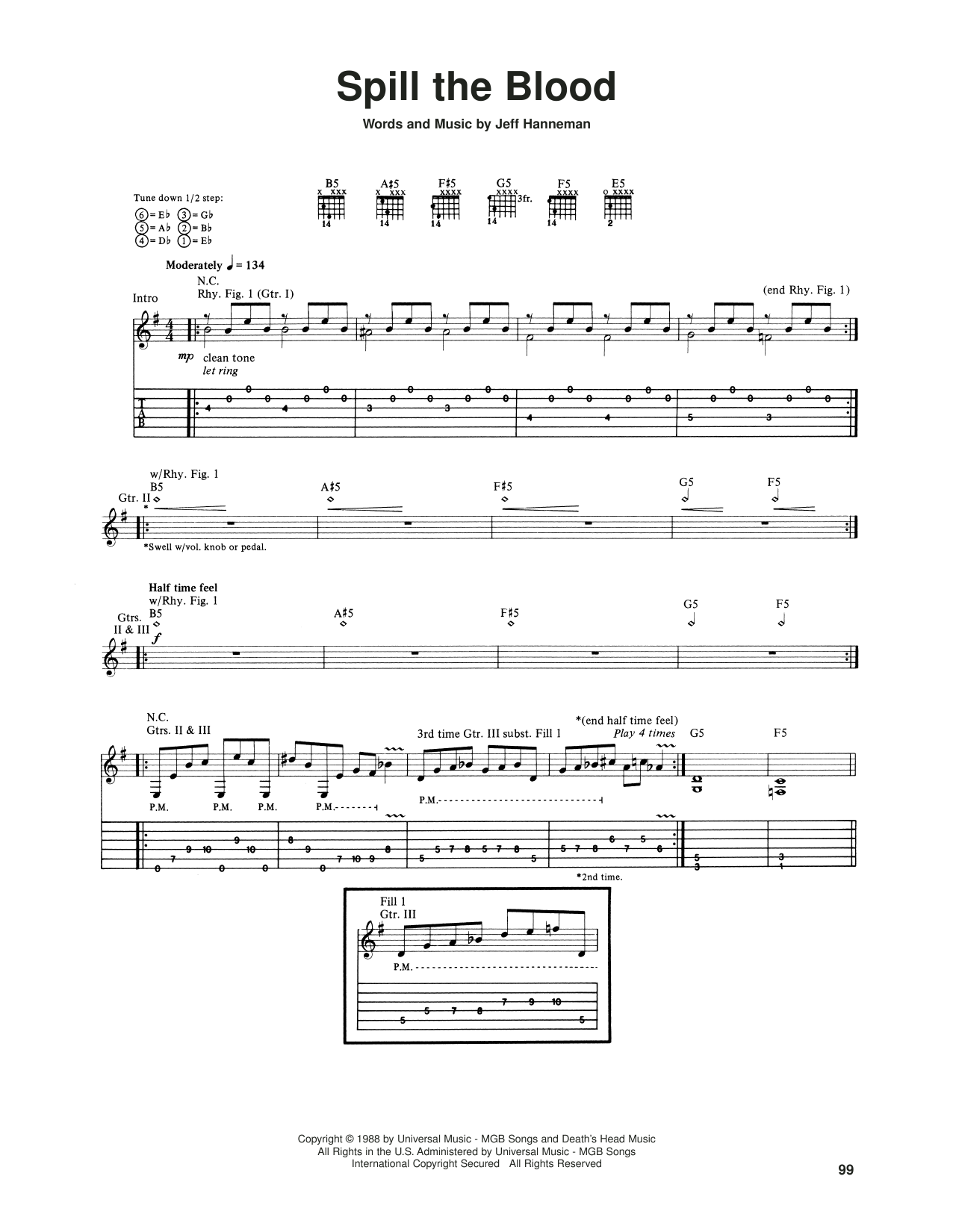 Slayer Spill The Blood Sheet Music Notes & Chords for Guitar Tab - Download or Print PDF