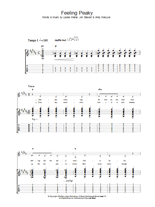 Sleeper Feeling Peaky Sheet Music Notes & Chords for Guitar Tab - Download or Print PDF