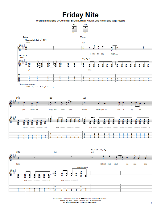 Slick Shoes Friday Nite Sheet Music Notes & Chords for Guitar Tab - Download or Print PDF Slick Shoes Friday Nite Sheet Music Notes & Chords for Guitar Tab - Download or Print PDF