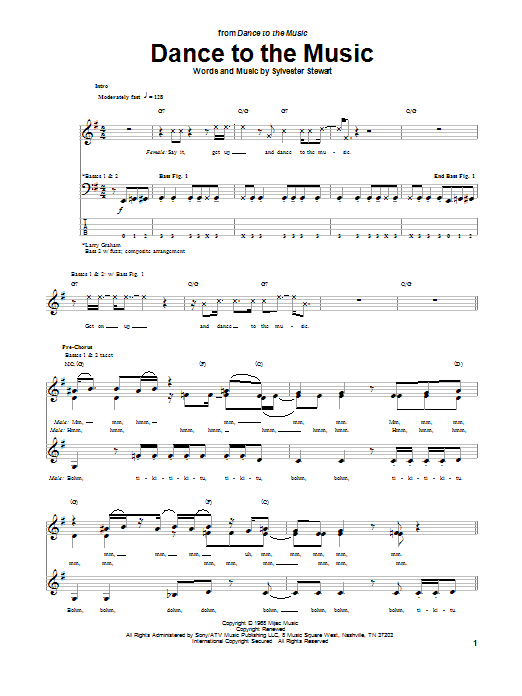 Sly & The Family Stone Dance To The Music Sheet Music Notes & Chords for Easy Bass Tab - Download or Print PDF