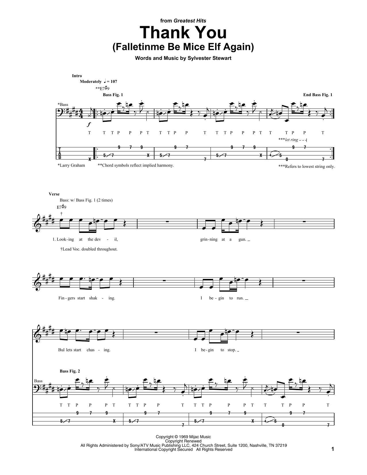 Sly & The Family Stone Thank You (Falletinme Be Mice Elf Again) Sheet Music Notes & Chords for Drums Transcription - Download or Print PDF