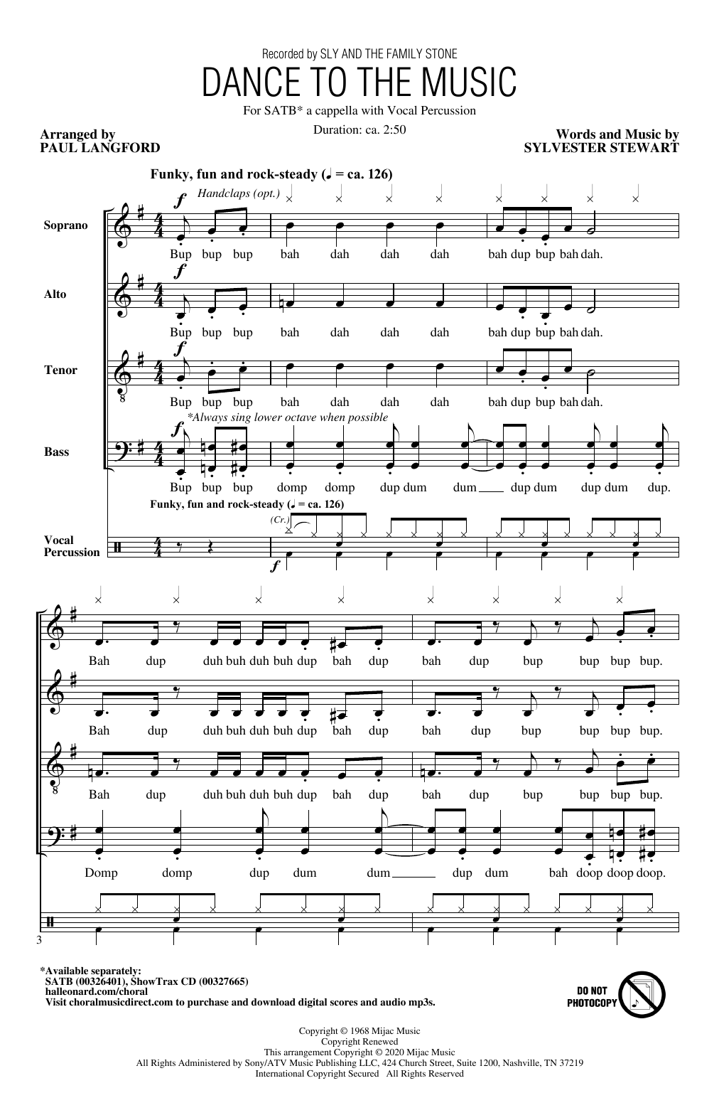 Sly And The Family Stone Dance To The Music (arr. Paul Langford) Sheet Music Notes & Chords for SATB Choir - Download or Print PDF