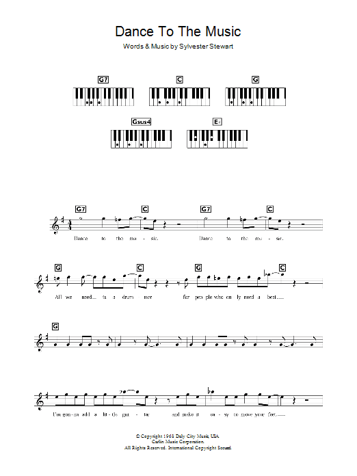 Sly And The Family Stone Dance To The Music Sheet Music Notes & Chords for Very Easy Piano - Download or Print PDF