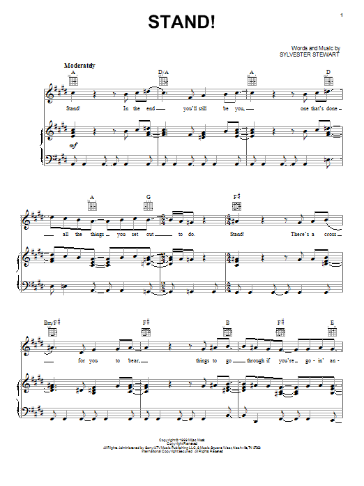Sly And The Family Stone Stand! Sheet Music Notes & Chords for Piano, Vocal & Guitar (Right-Hand Melody) - Download or Print PDF