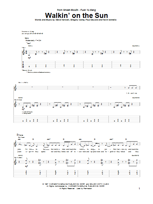 Smash Mouth Walkin' On The Sun Sheet Music Notes & Chords for Ukulele - Download or Print PDF