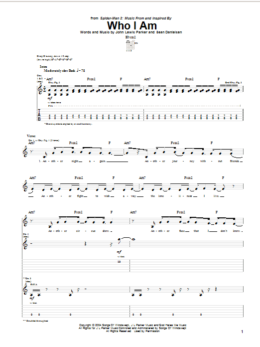 Smile Empty Soul Who I Am Sheet Music Notes & Chords for Guitar Tab - Download or Print PDF